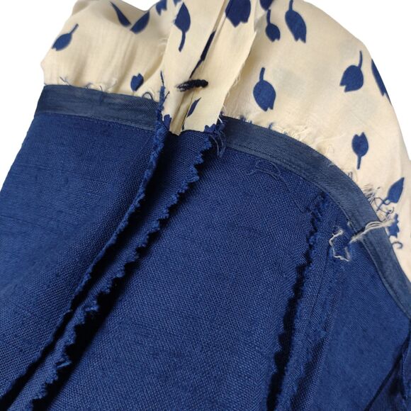 Vintage 70s Secretary Midi Dress Size 8 Blue Tulip Floral Print Long Sleeve - Picture 10 of 12